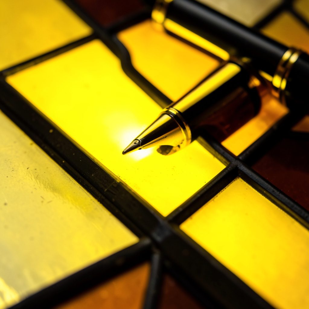 Close-up of several pens on a desk after a bill signing, warm wood tones and dark blue accents.
